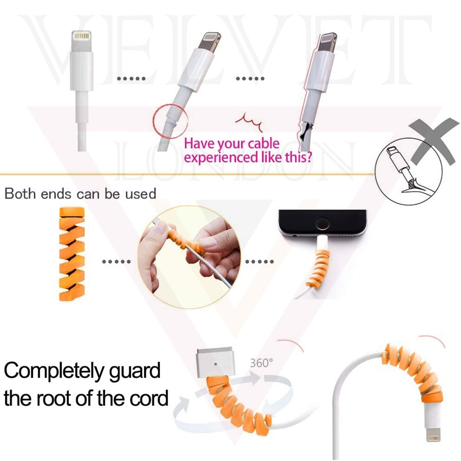 4Pcs Charger Cable Saver Protectors Silicone Cord Flexible Spiral Cable Protect