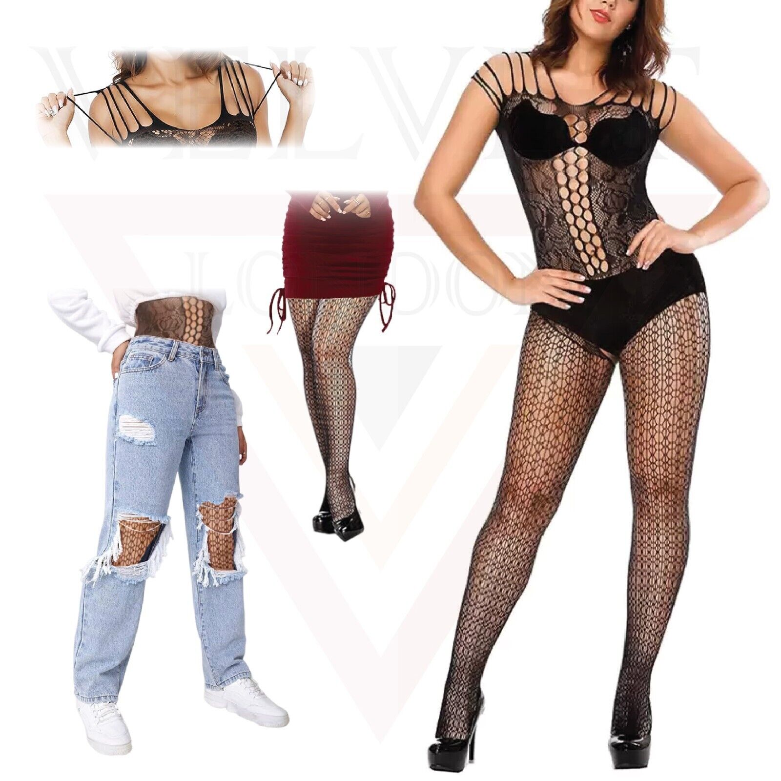 Sexy Bodystocking Fishnet Bodysuit Lingerie Dress Naughty Body Stocking Black