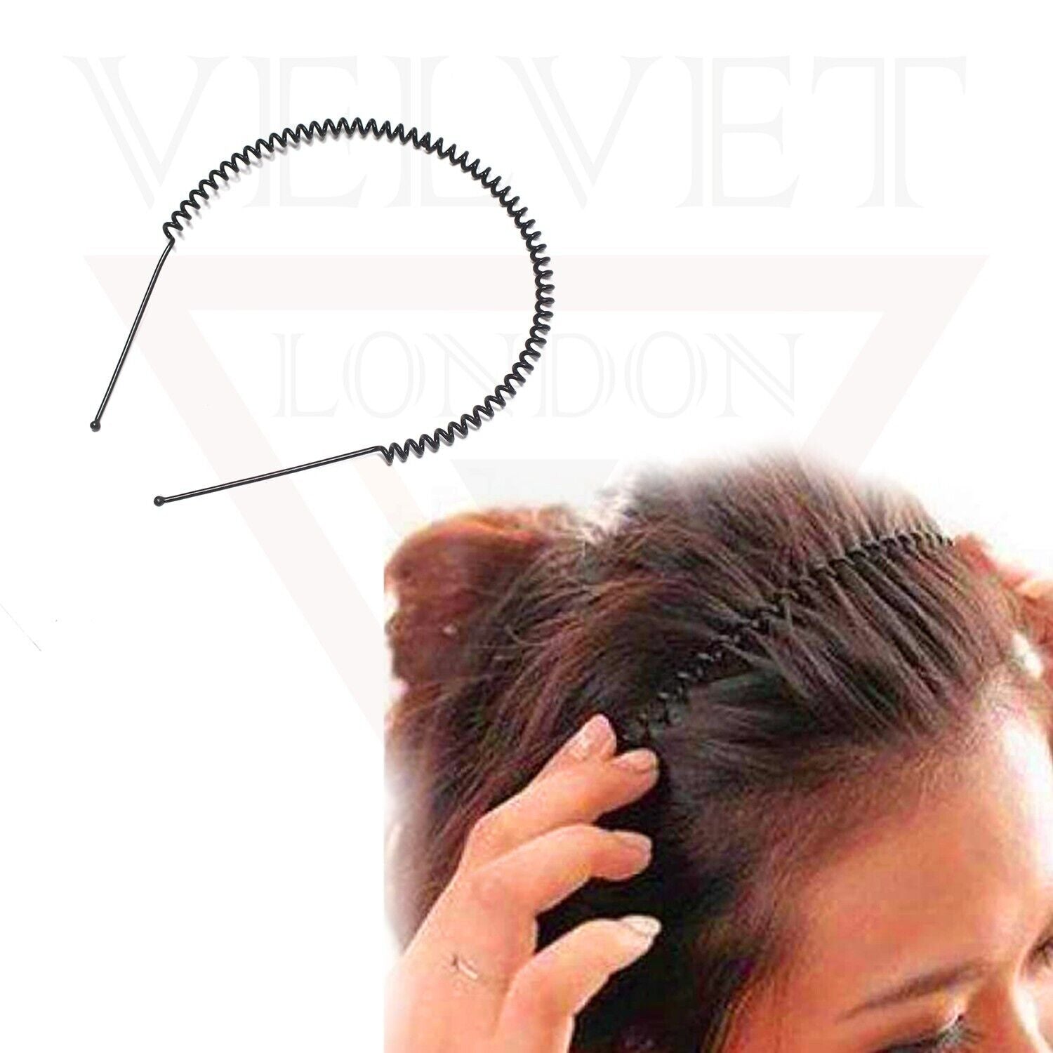 Metal Headbands Black Wavy Hair Band Spring Hair Hoop Black Unisex Men Women