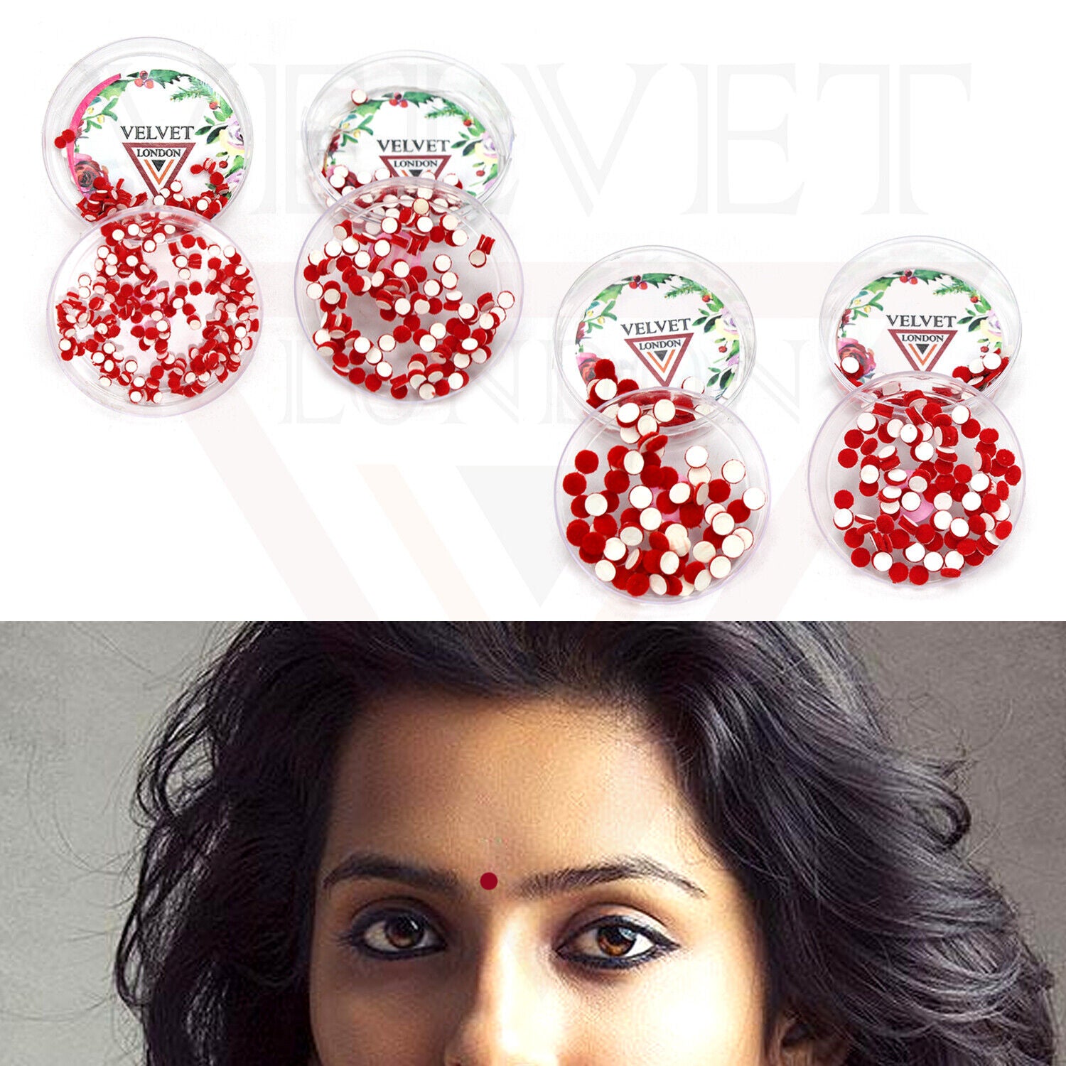 3x Red Round Bindi Indian Fore Head Sticker Wedding Party Tikka Chandla