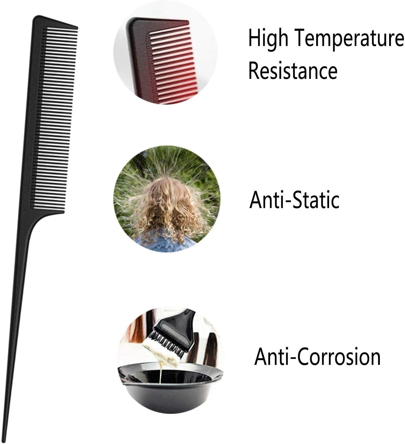 10X Handle Comb Carbon Comb, Break-Proof Antistatic For Hair & Beard For Men
