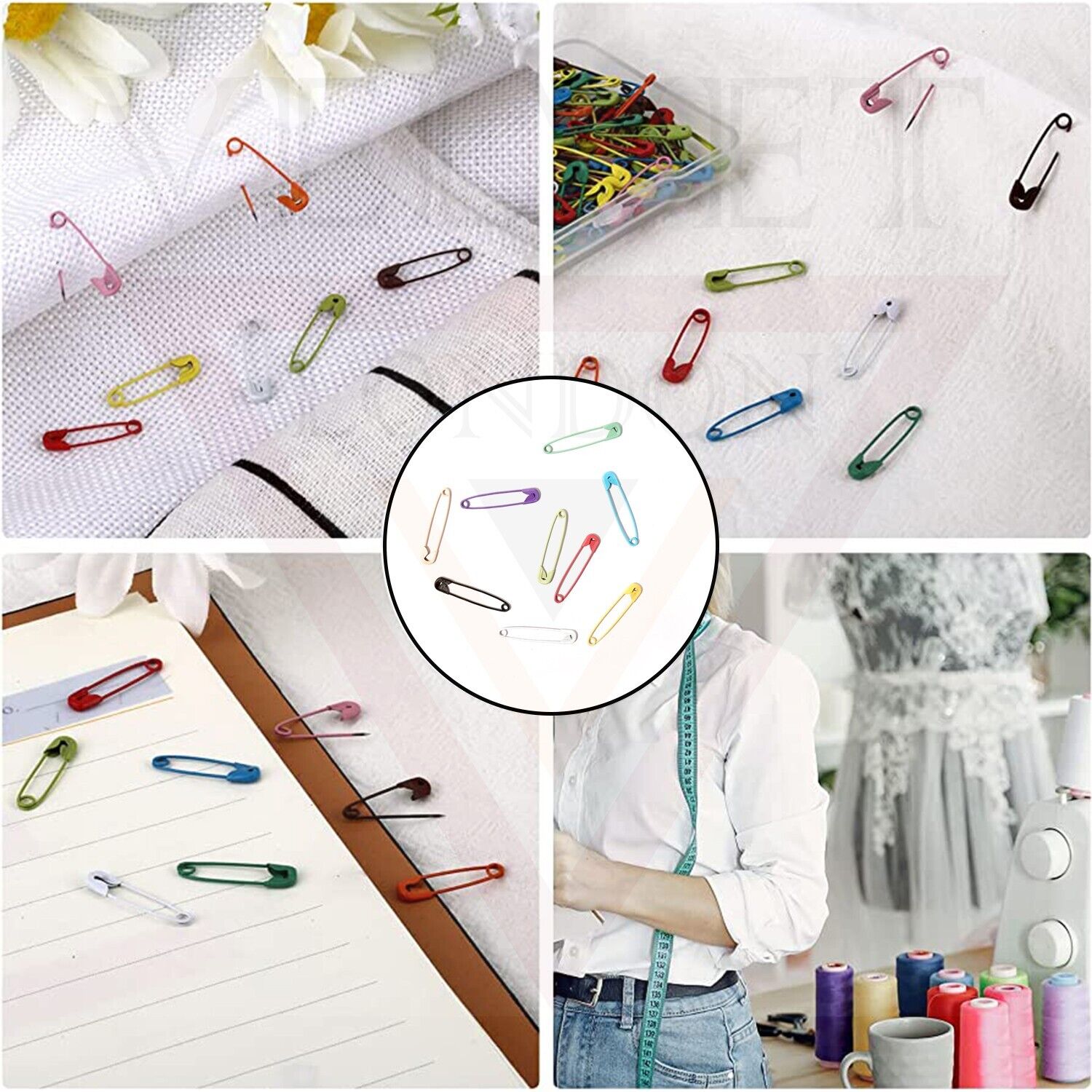100 Pcs Safety Pins Multi-Color Craft Sewing Nickel Metal Plated For Cloth 4 CM