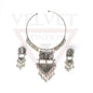 Antique Silver Oxidized Necklace Earrings Traditional Set Boho Hasli Choker
