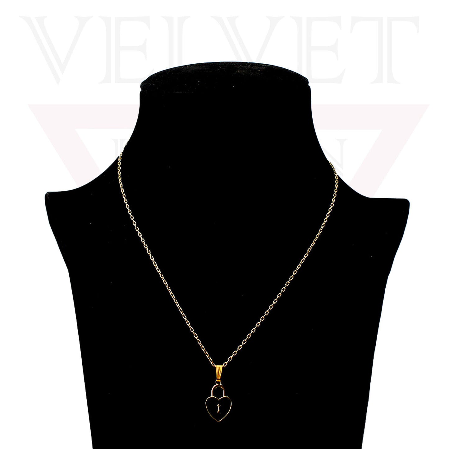 Heart Pendant Necklace Small Colour Lock Golden Chain Vintage Delicate Choker UK