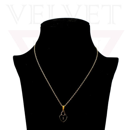 Heart Pendant Necklace Small Colour Lock Golden Chain Vintage Delicate Choker UK