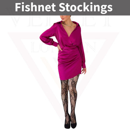Sexy  Sheer Fishnet Tights High Waist Mesh Pantyhose Patterned Stocking Black