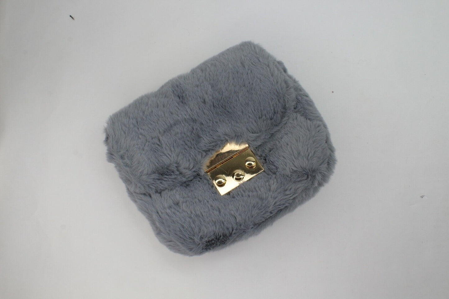 Clutch Purse Handbag Soft Faux Fur Crossbody Long Golden Chain Shoulder Bag