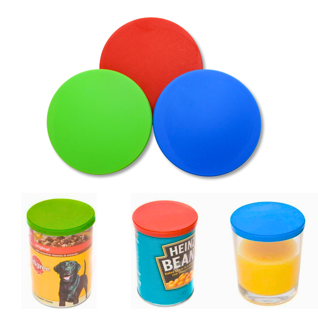 Set of 3 Tin Can Covers Lids Tin Covers for Dog Cat Food Pet Can Covers Can Caps