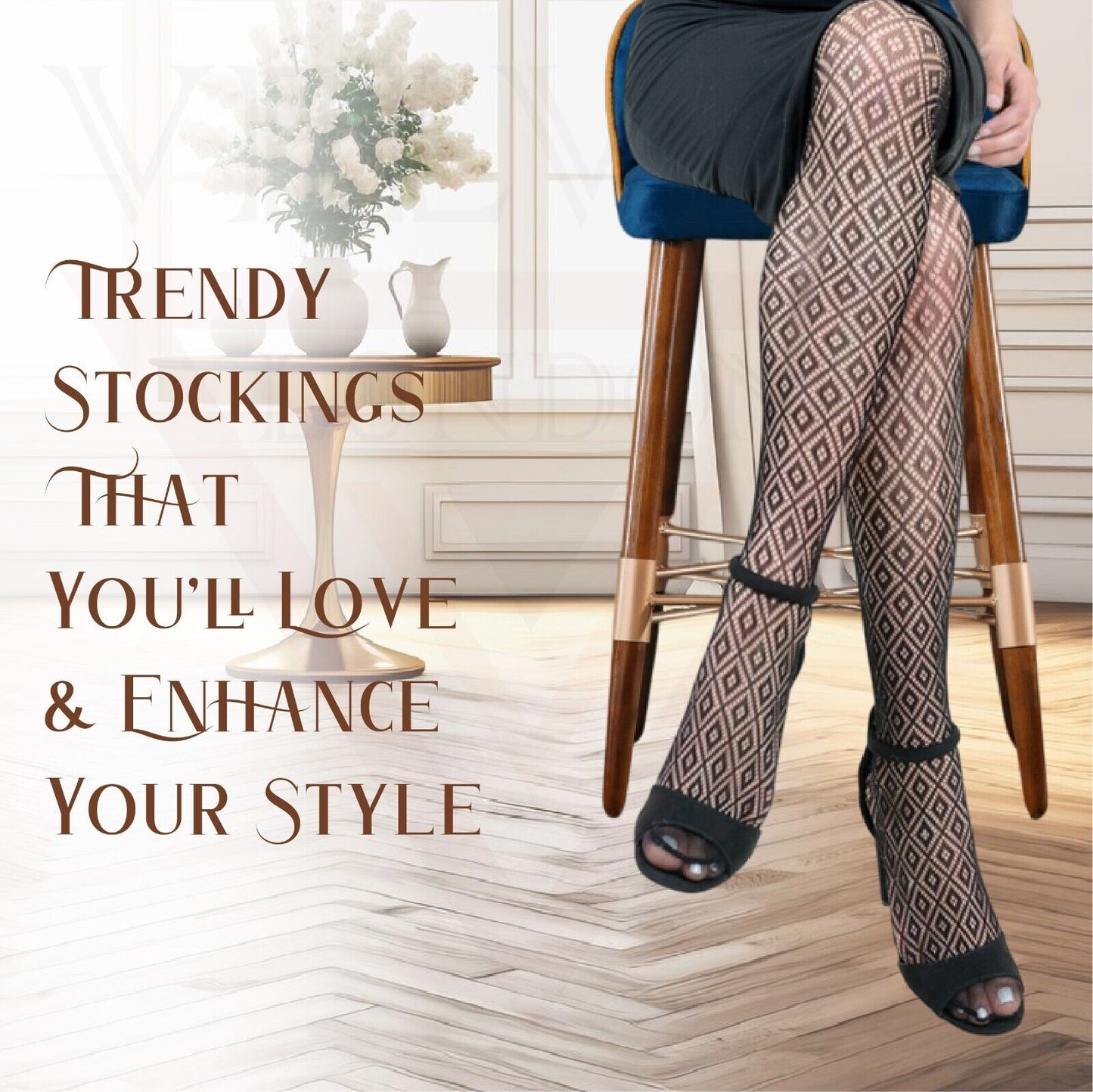Sexy  Sheer Fishnet Tights High Waist Mesh Pantyhose Patterned Stocking Black