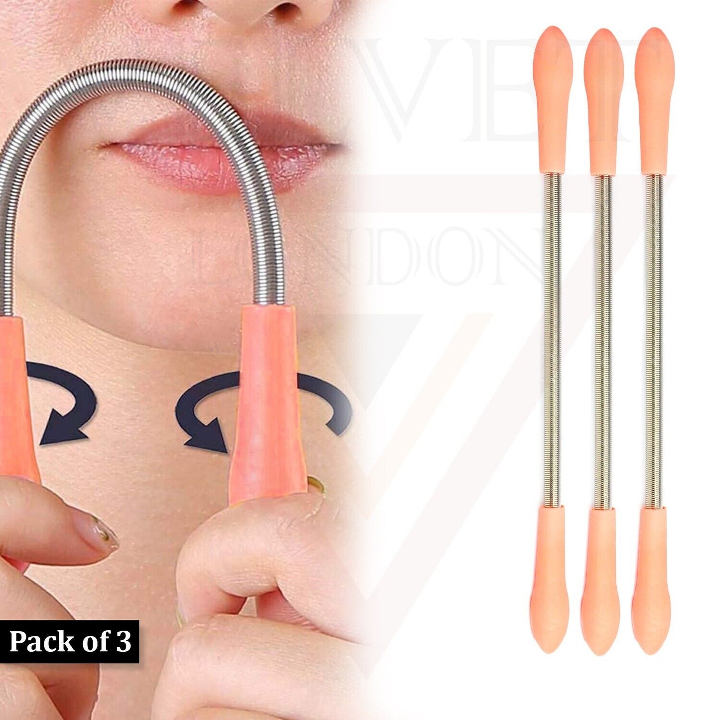 3x Hair Removal Spring Portable Wax Kit Eyebrow Face Epilator Threading Tool
