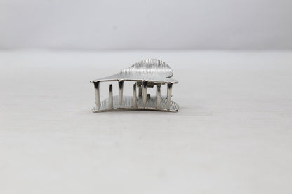 2x Lining Silver Hair Claw Metal Heart Shape Non-Slip Hair Clips Pins Grips UK