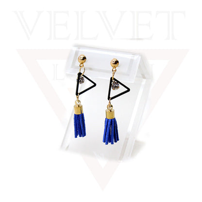 Stud Earrings Triangle Shape Rhinestone Long Tassel Hook Dangle Drop Earrings