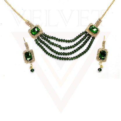 Necklace Pearl Earrings Set Crystal Choker multilayer Beads Girls Jewellery Sets