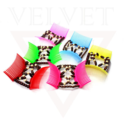 Wooden Beads Magic Hair Combs Clips Elastic Stretchy Double Hair Styling Clips