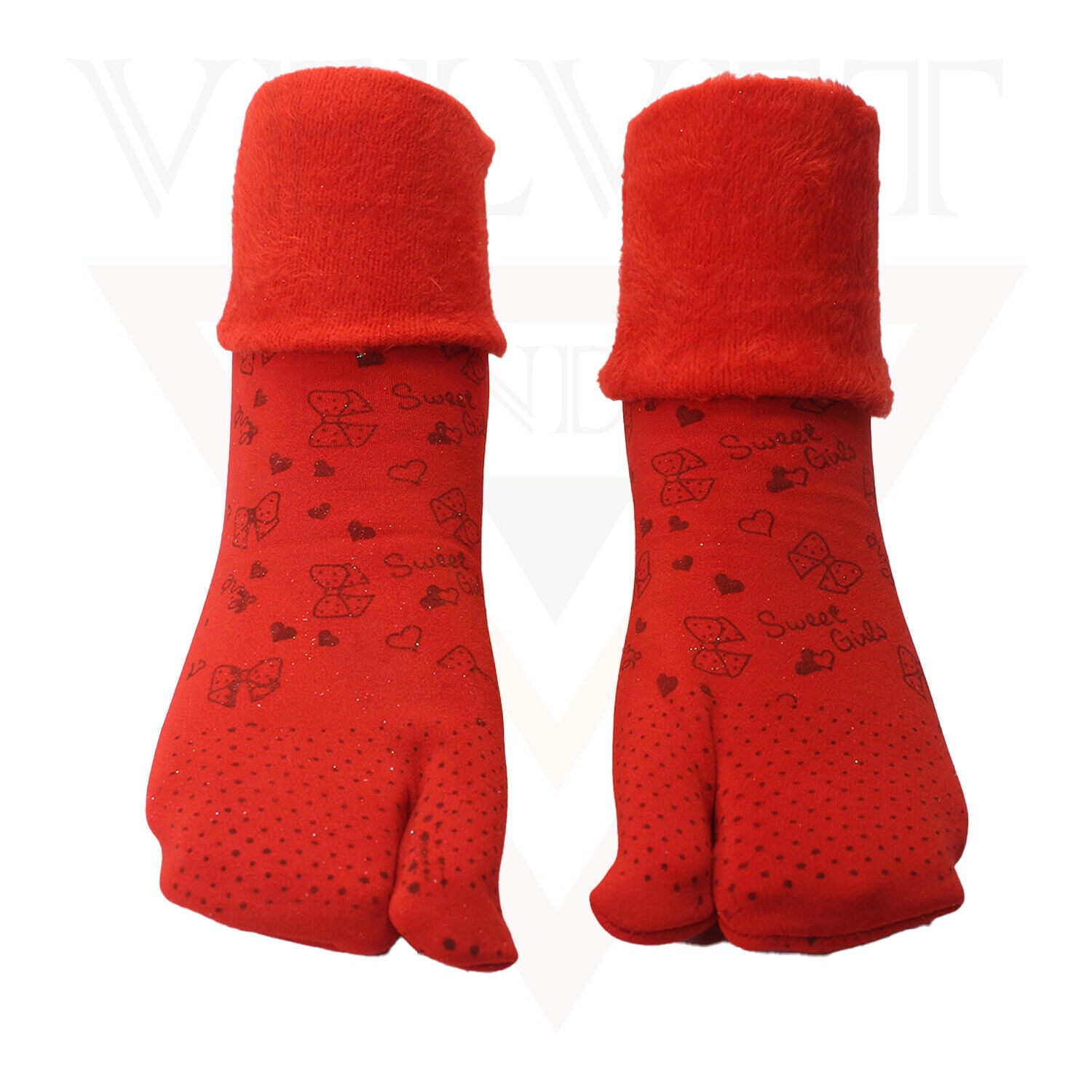 Velvet Socks Winter Warm Cosy Stylist Latest Thumb Thermal Soft Red Printed Sock