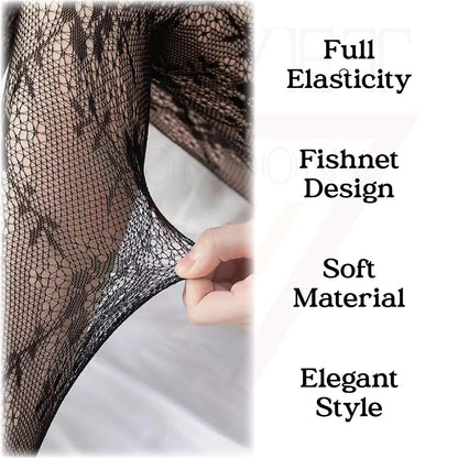 Sexy  Sheer Fishnet Tights High Waist Mesh Pantyhose Patterned Stocking Black