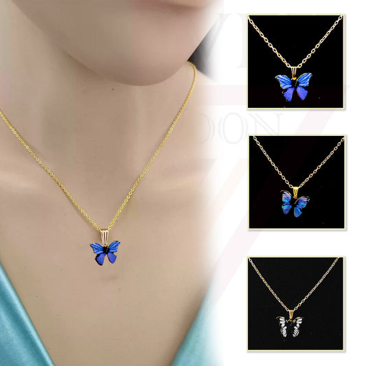 Necklace Butterfly Pendant Golden Chain Vintage Delicate Necklace For Women Girl
