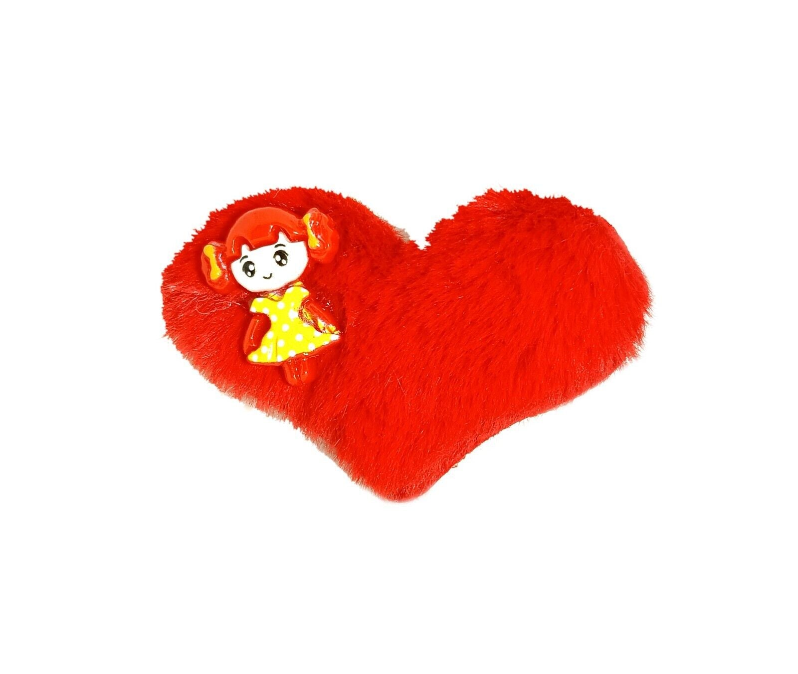 Heart Hair Clips Pom Pom Fur Furry Alligator Snap Barrette Hairpin For Girls