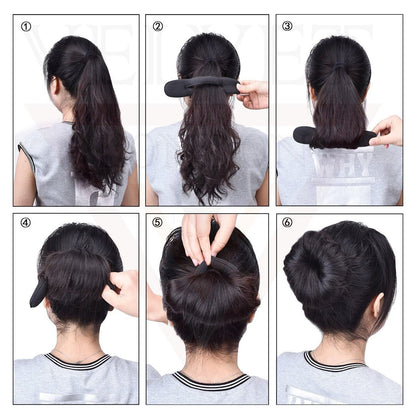 6Psc Bun Makers Upgraded Hair Holder Sponge Hair Clips Styling Donut Buns Tools