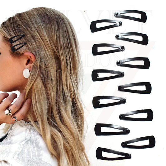 12x Black Tik Tak Bobby Bendies Hair Grips Slides Sleepies Snap Clips Hair Pins