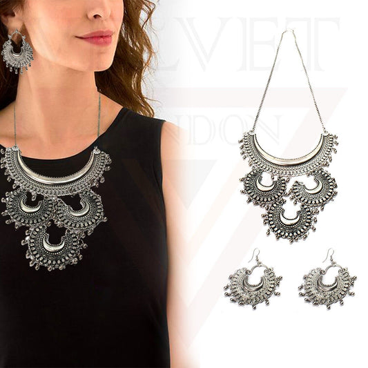 Necklace Earring Set Tribal Antique German Traditional Oxidized Jewellery Sets