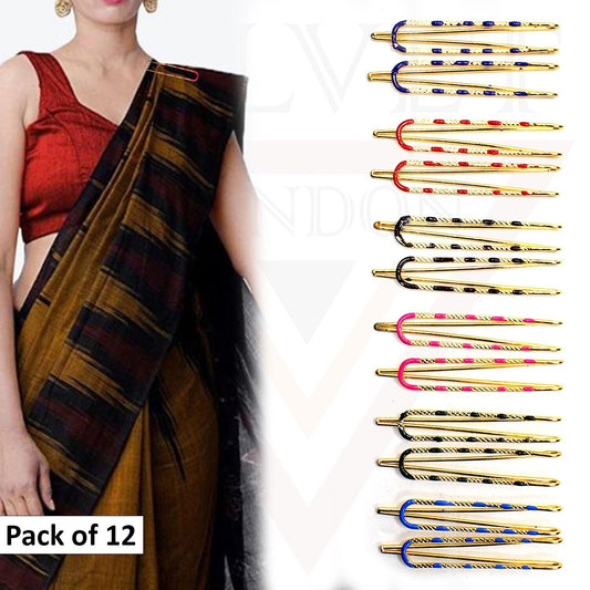 Decorative Safety Pins Saree Pins Hijab Pins U Pins Brooch For Girls Set of 12