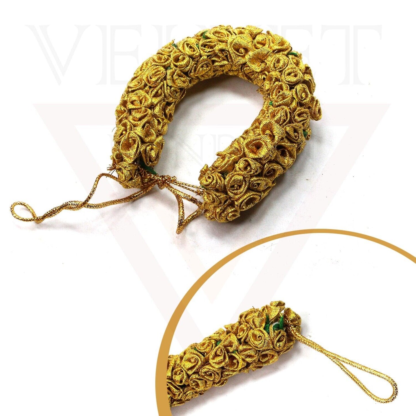 Golden Artificial Floral Hair Gajra Hair Bun Maker Juda Hair Styling Bun Wrap