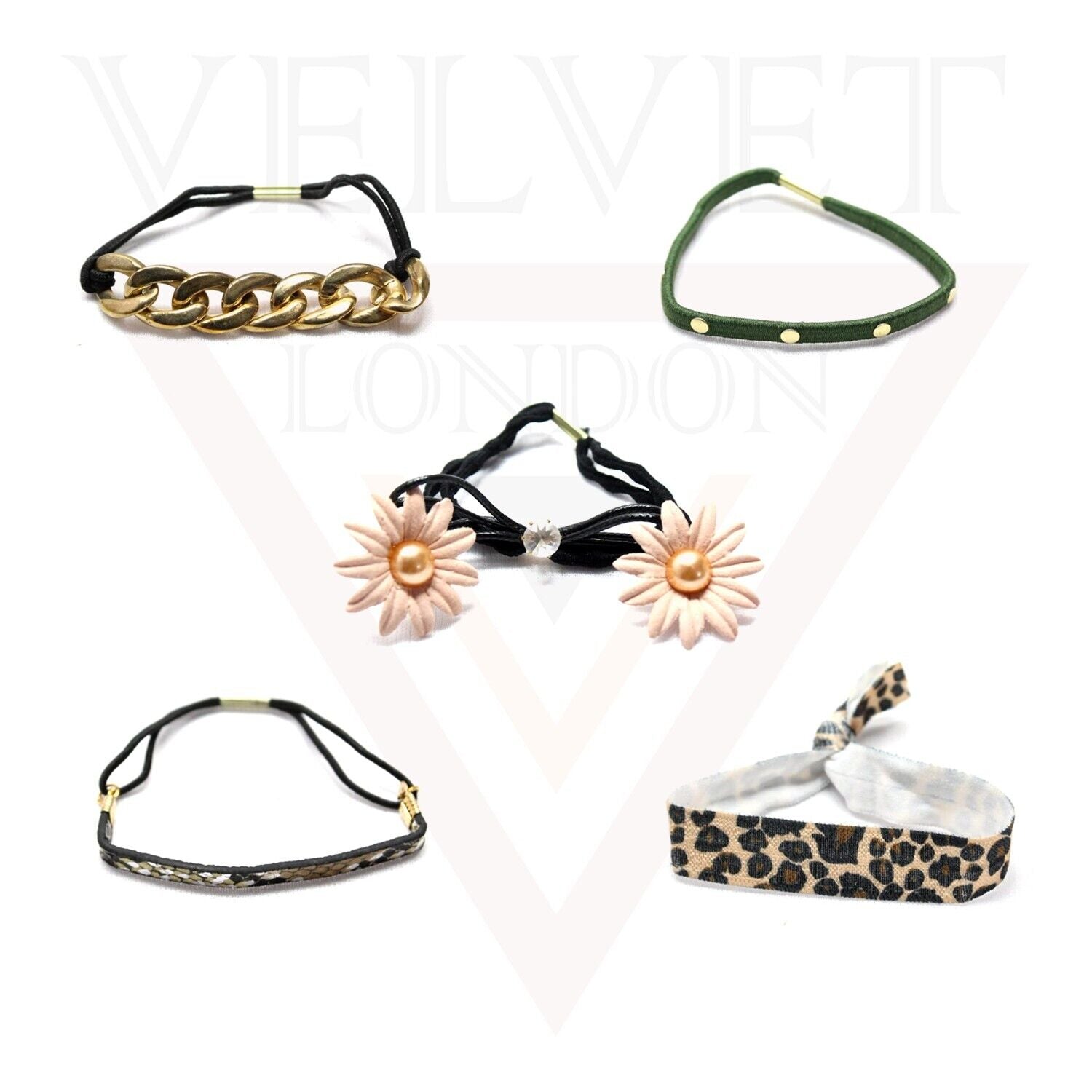 5x Designer Hairband Hair Band Ring Elastic HairTies Rope Thin Hairbands