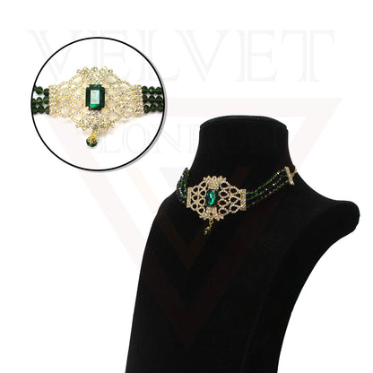 Necklace Earrings Set Crystal Pearl Choker Traditional Beads Girls Jewellery Set