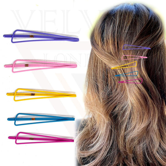 5x Hair Pins Set Triangle Hair Clips Metal Colourful Bobby Grips Hair Slides