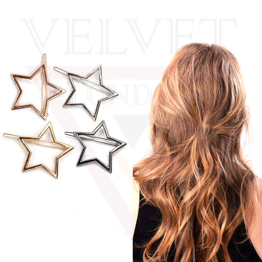 4x Hair Clip Metal Star Hair Pins Grip French Sliders Clips Styling Accessories