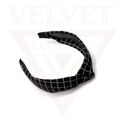 Chex Print Hair Hoop Fabric Hair Band Knot Headband Womens Hair Accessories