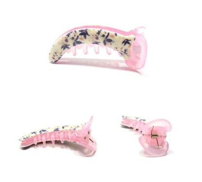 Non-slip Floral Mirchi Clips Flower Print Banana Clip Fishtail Ponytail Holder 