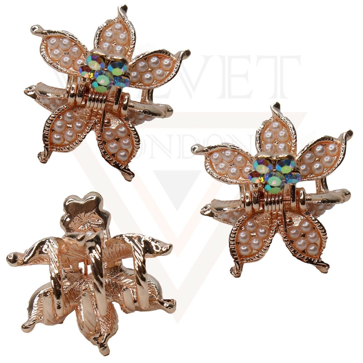 Tiny Hair Claw Diamond Pearl Mini Claw Hair Jaw Clips Crystal Butterfly Clamp UK
