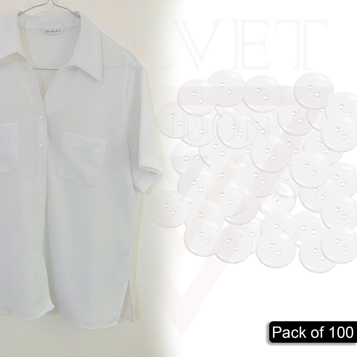 100x Clear Buttons 10mm Round Sewing Button 2 Hole For Sewing Clothes Hat Shirt