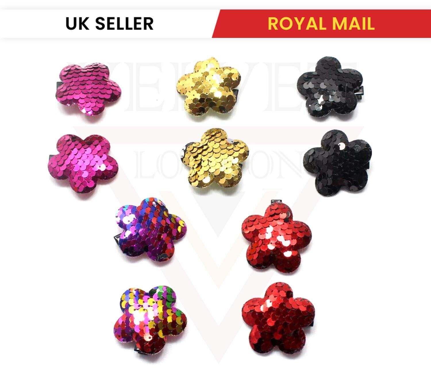 5x Girls Sparkly Pairs Babies Sequence Pin Cute Hair Clips Metal Snap Barrettes 