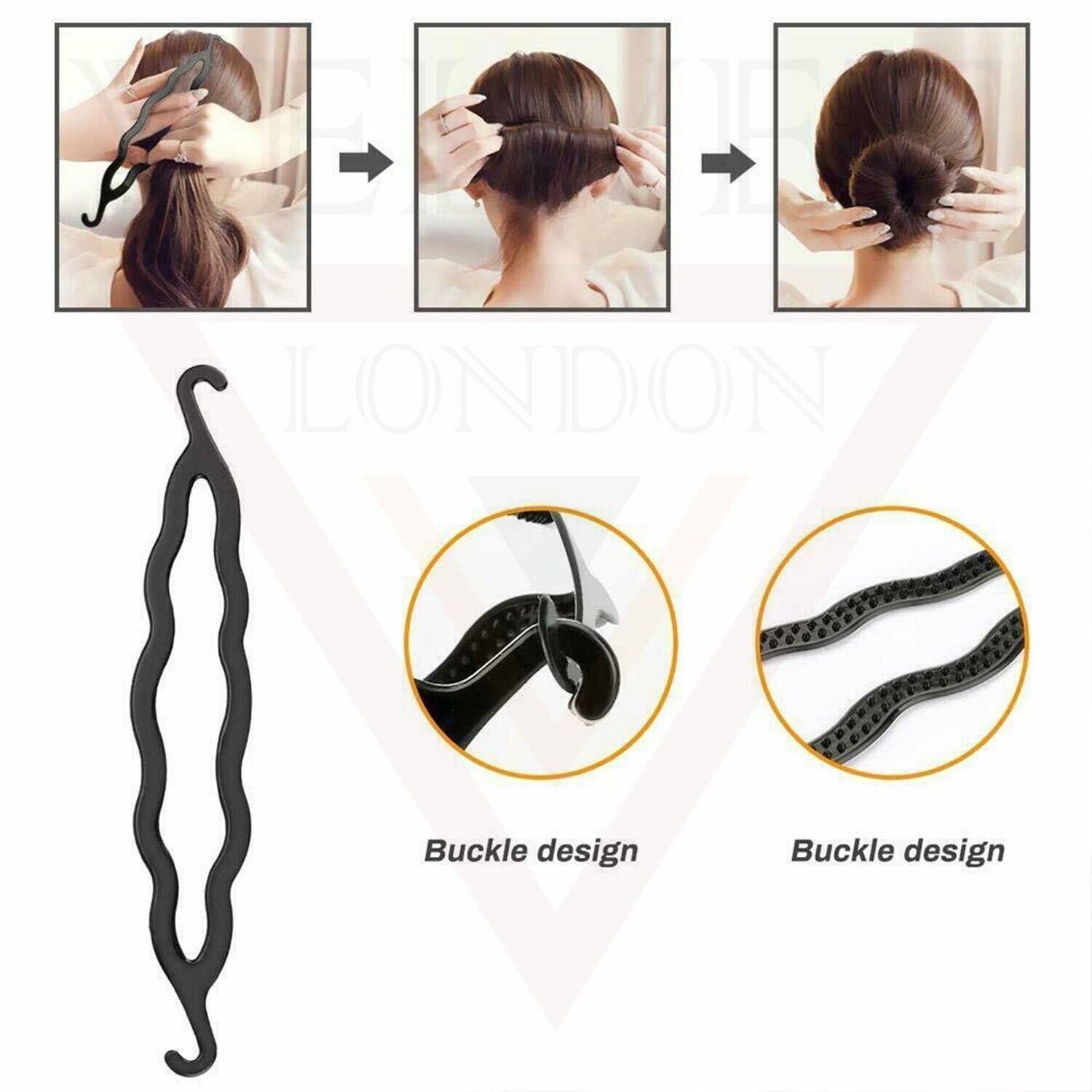 2x Twist Hair Styling Clips Roller Stick Easy Hair Bun Maker Hair Styling Tools