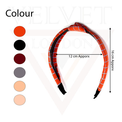 Chex Print Hair Hoop Fabric Hair Band Knot Headband Womens Hair Accessories