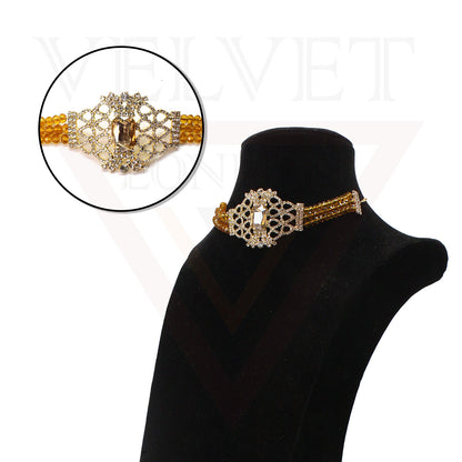 Necklace Earrings Set Crystal Pearl Choker Traditional Beads Girls Jewellery Set