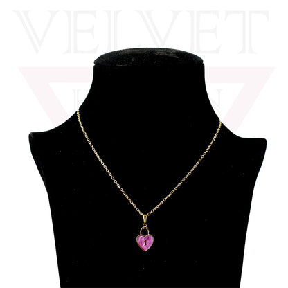 Heart Pendant Necklace Small Colour Lock Golden Chain Vintage Delicate Choker UK