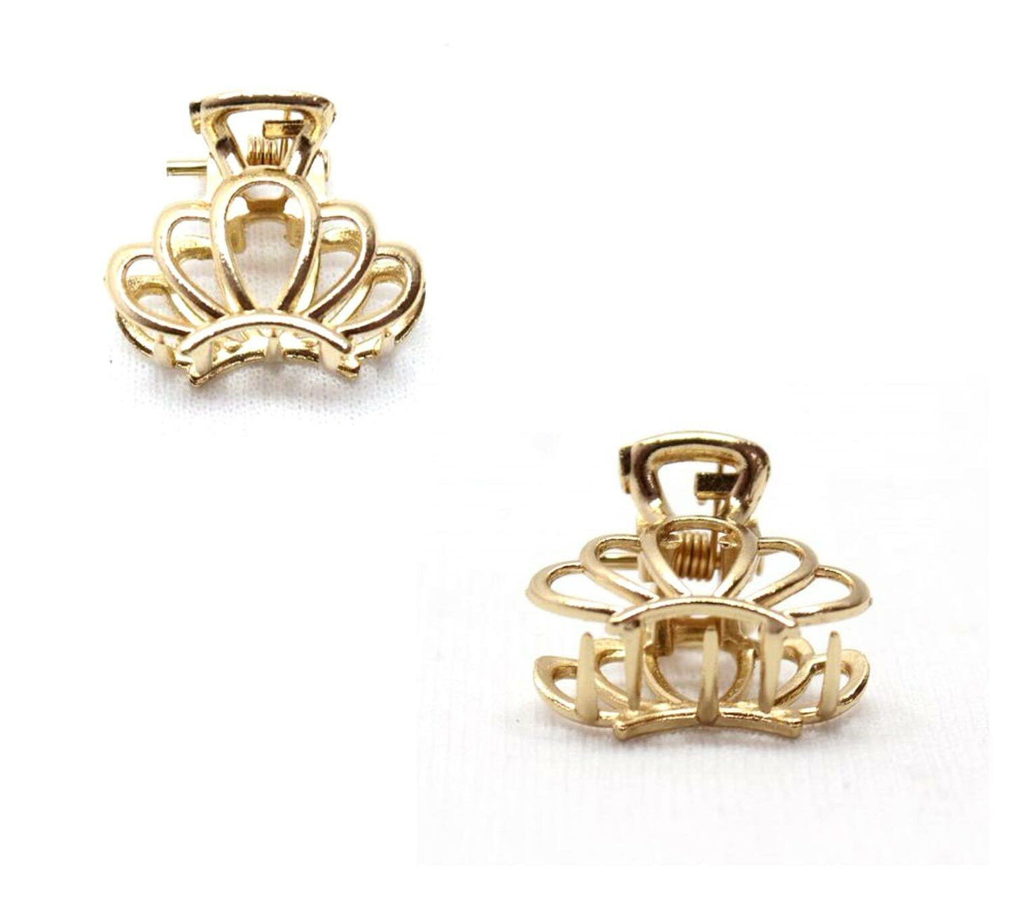 Golden Mini Hair Claw Metal Tiny Hair Jaw Clips Hair Clamp Small Barrattes 2pcs