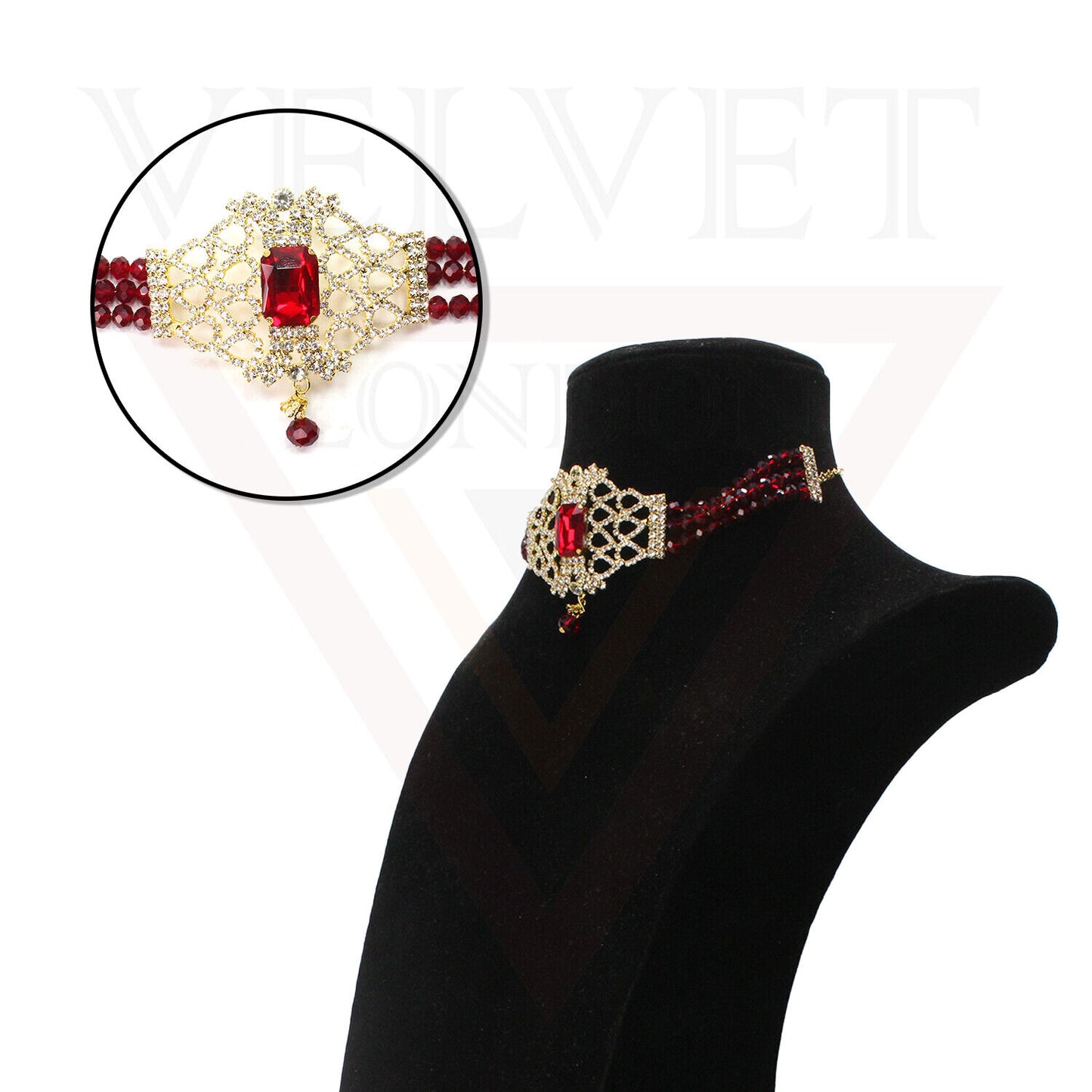 Necklace Earrings Set Crystal Pearl Choker Traditional Beads Girls Jewellery Set