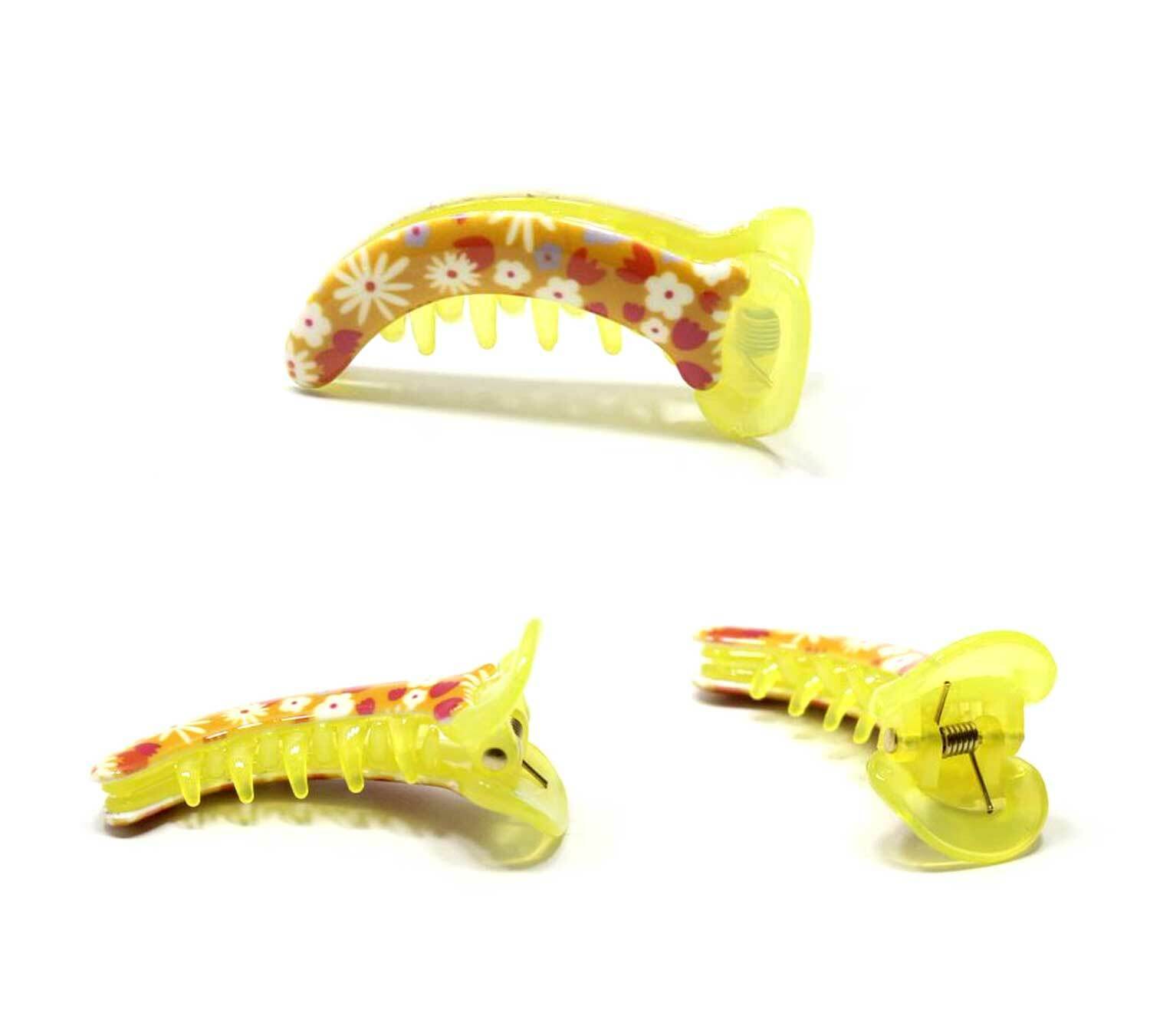 Non-slip Floral Mirchi Clips Flower Print Banana Clip Fishtail Ponytail Holder 