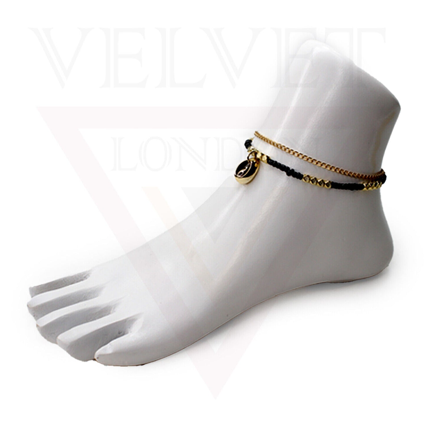 Cord Anklet Ankle Bracelet Crystal Bead Beach Adjustable Golden Foot Jewellery