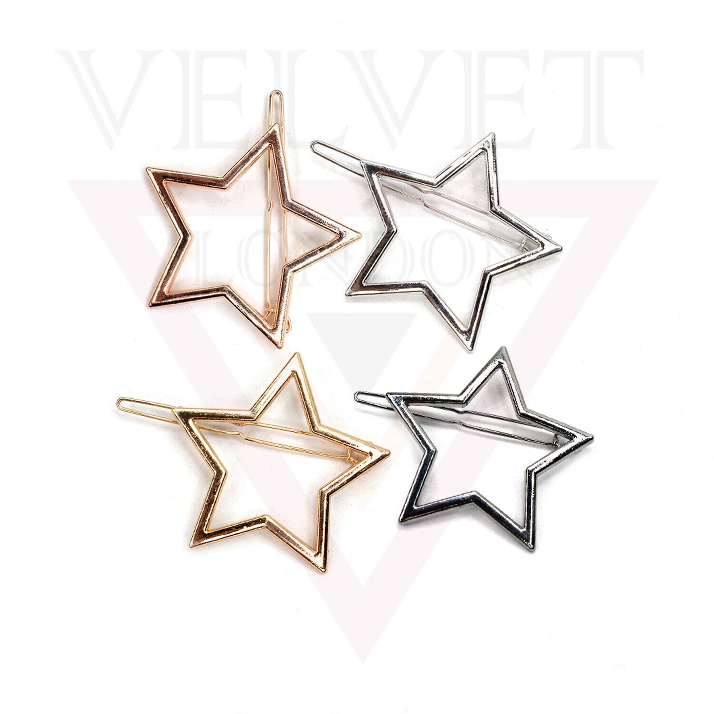 4x Hair Clip Metal Star Hair Pins Grip French Sliders Clips Styling Accessories