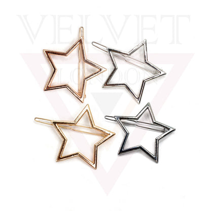 4x Hair Clip Metal Star Hair Pins Grip French Sliders Clips Styling Accessories