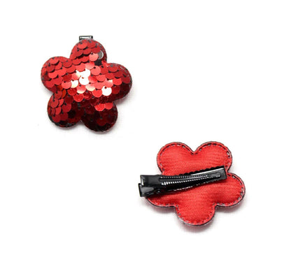 Flower Hairpins Cute Glitter Clips Metal Snap Barrettes Sparkly Hair Clips