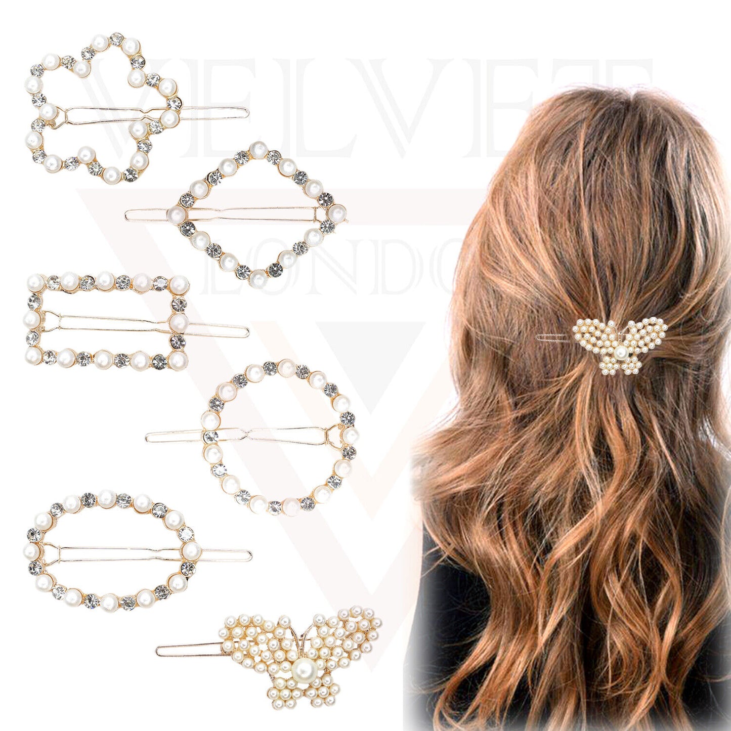 Hair Clips Bride Diamond Pearl Crystal Hair Pins Wedding Metal Slide Clips