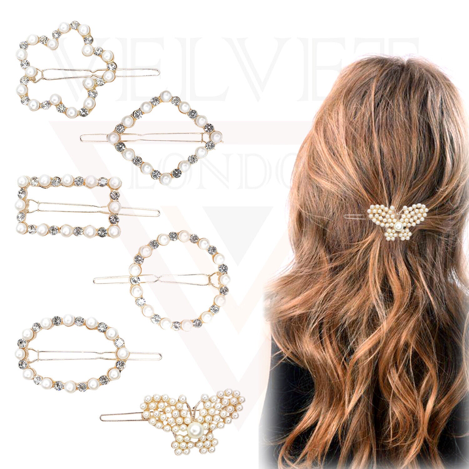 Hair Clips Bride Diamond Pearl Crystal Hair Pins Wedding Metal Slide Clips