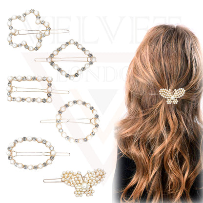 Hair Clips Bride Diamond Pearl Crystal Hair Pins Wedding Metal Slide Clips